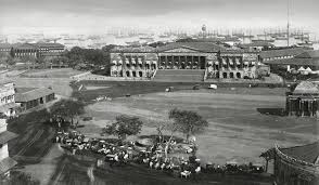 1855 Colonial India, Bombay (Mumbai), Fort Area. View of Bombay Town Hall and the Harbour. Photographer - William Johnson. Restored Image. Updated.