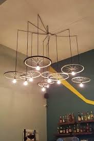 Green Ideas To Recycle Bike Parts For Unique Lighting Fixtures Unique Light Fixtures Diy Chandelier Diy Kitchen Lighting