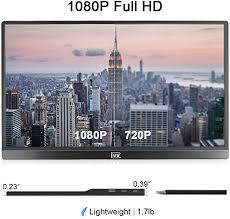 amazon com 便携式显示器 ivv 15 6 英寸1080p 全高清usb type c 和hdmi 外置显示器 适用于笔记本电脑 pc 智能手机 xbox one switch ps3 ps4 ps5 眼部护理显示 带双扬声器 垂直屏幕 黑色 c hdmi pc laptop external