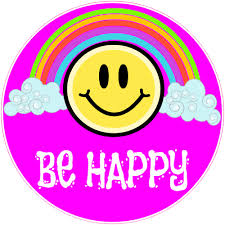 Be Happy Rainbow Smiley Face Circle Sticker – U.S. Custom Stickers