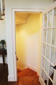 Love The Glass Door Idea For The Basement Door Then Just Take Out One Of The Panes So The Cat Can Go In And Basement Stairs Finishing Basement Basement Decor