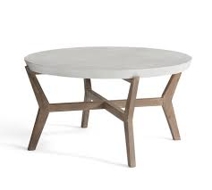 Round coffee table with weathered gray stain. Buy Raylan Outdoor Coffee Table Online Pottery Barn Uae