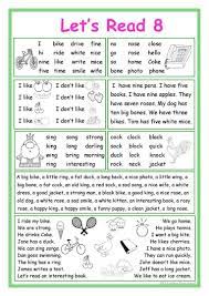 Let S Read 8 Worksheet Free Esl Printable Worksheets Made By Phonics Reading Kindergarten Reading Worksheets Reading Comprehension Worksheets