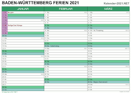 Mit einem klick auf die schulferien öffnet sich der detaillierte kalender für das bundesland. Ferien Baden Wurttemberg 2021 Ferienkalender Ubersicht