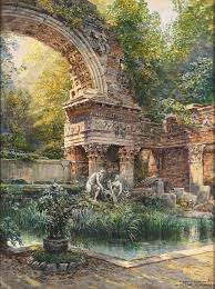 Loumargi Friedrich Frank Austrian 1871 1945 The Roman Ruins In Schonbrunn Fantasy Landscape Aesthetic Art Landscape