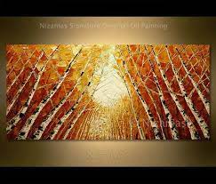 Oil Painting On Canvas Prairie Gold Aspen Palette Knife Texture Gallery Quality Art By Nizamas Painting Oil Painting On Canvas Original Abstract Painting
