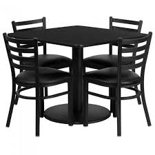 Metal restaurant table and chairs. Flash Furniture Rsrb1013 Gg Square Black Laminate Table Set With 4 Ladder Back Metal Chairs Black Vinyl Seat 36
