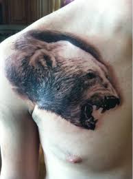 Bear claw and paw tattoos: Extremely Angry Polar Bear Head Tattoo On Right Shoulder