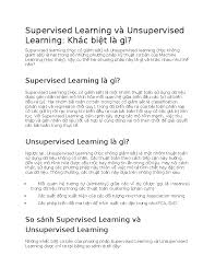 Supervised Learning và Unsupervised Learning - Vậy cụ thể hai phương pháp  này là gì và khác nhau như - Studocu