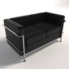 Lc2 le corbusier armchair black leatherette. Le Corbusier Lc2 Zweisitzer Sofa 3d Modell Turbosquid 550273