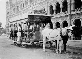 Horse drawn tram in Bombay. Photograph ...