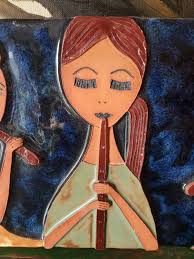 Ceramic Bas-relief, Three Musicians, Possible Early Work of Ruth Faktor  (faktorowicz).