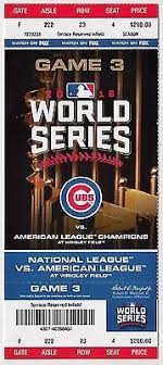 Chicago Cubs Vs Cleveland Indians World Series Ticket Stub Game 3 02144 Chicago Cubs World Series Cubs World Series World Series