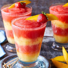 Virgin Layered Strawberry Mango Margaritas Recipe Mango Margarita Recipe Mango Margarita Margarita Recipes