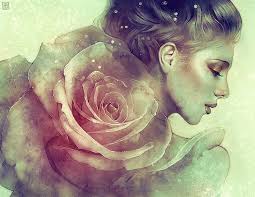 Rose, fantasy, anna dittmann, luminos, girl, flower, portrait, HD wallpaper 