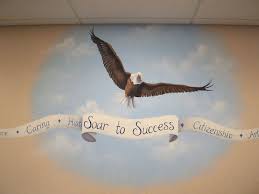 Mural Of An Eagle At A School Classroom Rules Poster School Murals School Displays