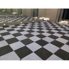 Specially produced 3.5mm thick, 1 metre x 1 metre studded rubber tiles in pale blue with inlaid black and white speckle pattern. Black And White Matte Designer Rubber Flooring Rs 65 Square Feet Ideal Floors Id 21767849588