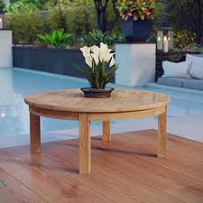 48 long coffee table teak root wood natural brown tones round 972. Modway Marina Teak Wood Outdoor Patio Round Coffee Table In Natural Buy Online In El Salvador At Elsalvador Desertcart Com Productid 27139146