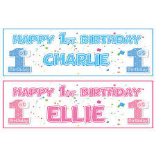 We love you like your parents do and hope you have many amazing presents, that you enjoy playing with. 2 Personalised Happy 1st Birthday Banners Boy Or Girl First Ebay