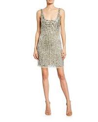 Tyt29 Parker Black Reena Beaded Fringe Sleeveless Mini Dress Designer Cocktail Dress Mini Dress With Sleeves Mesh Cocktail Dress