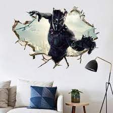 Kids Room 3d Black Panther Wall Sticker Murals Pvc The Avengers Wall Art Decals Superhero Mural Wallpaper Kids Room Wallpaper Kid Room Decor Kids Room Murals