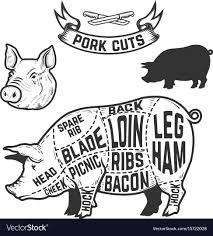 Pork Cuts Butcher Diagram Design Element For
