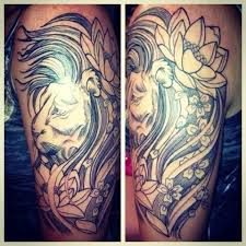 Lion With Flowers Half Sleeve Women Tattoo Jpg 480 480 Sleeve Tattoos Half Sleeve Tattoo Half Sleeve Tattoos Outline