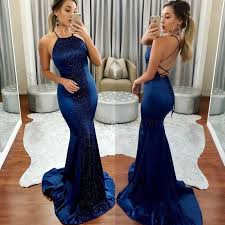 Mermaid Halter Royal Blue Evening Prom Dress With Sequins Royal Blue Prom Dresses Prom Dresses Blue Prom Dresses Long Blue
