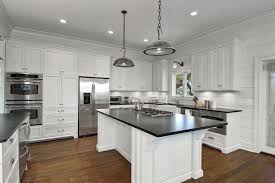 Leathered Granite Transitional Kitchen K And K Cabinets Kitchen Island With Stove Kitchen Design White Kitchen Cabinets