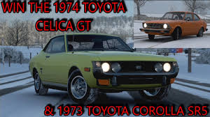 Power is supplied by an overhead valve, 1.6 litre naturally aspirated 4 cylinder engine, with 2 valves per cylinder that produces power and torque figures of. Forza Horizon 4 How To Win The New 74 Toyota Celica 73 Toyota Corolla Sr5 Guide Youtube