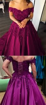 Off The Shoulder Long Prom Dresses Fuchsia Quinceanera Dresses With Appliques From Wedding Grape Prom Dresses Prom Dresses Long Ball Dresses