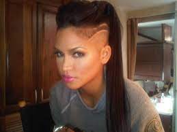 Liv Hairstyle Shaved Head Designs Hair To One Side Ponytail