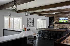And we love it too! Farmhouse Basement Ideas Basement Bar Modern Farmhouse Farmhouse Style Subwaytile Wetbar Whi Rustic Basement Bar Basement Bar Designs Basement Design