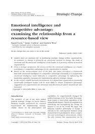 Pdf Emotional Intelligence And Competitive Advantage Examining The Relationship From A Resource Based View
