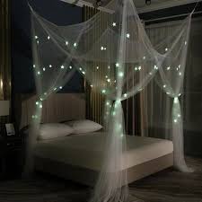 4 Post Glow In The Dark Star Bed Canopy Mosquito Net Full Etsy In 2021 Canopy Bed Diy Bedroom Decor Cozy Canopy Bed Curtains