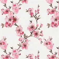 Pink Cherry Blossom Fabric By The Yard Cherry Blossom Watercolor Cherry Blossom Art Blossoms Art