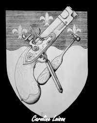 Dessin De Blason Pistolet Silex Burin Marteau 3 Fleurs De Lys Violin