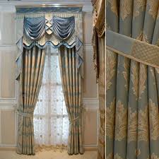 Blue White Gold Drapes House Hotel Curtains For Living Room Gold Thickening Luxury Blue Curtains Living Room Luxury Curtains Curtains