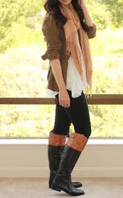 Two Tone Black And Brown Boots Outfit All About Fashion Stuff Ralph Lauren Janessa Two Tone Riding Riding Boots For Big Calves Women Fashion Cute Rain Boots Preppy Style