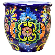 Ravenna Pottery Talavera 10 In Round Ceramic Pot A 4 Rtv403 A 4 The Home Depot In 2020 Talavera Mexican Style Decor Artisan Pottery