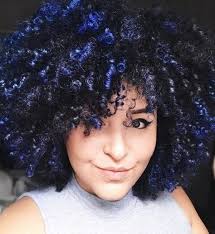 Blue Highlights Curly Hair Jeans 3b 3c Curly Hair Styles Blue Natural Hair Blue Hair