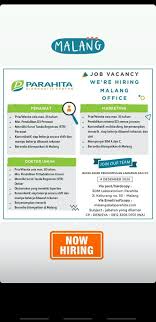 Info lowongan kerja dijember & sekitarnya. Lowongan Kerja Parahita Jakarta Dan Malang Bkk Info Kampus Smk Muje
