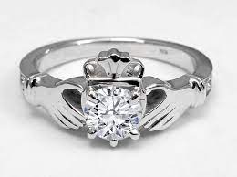 Engagement Ring Round Diamond Claddagh Engagement Ring In 14k White Gold Es1346 Claddagh Engagement Ring Engagement Rings Round Round Diamond Engagement Rings