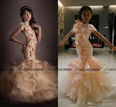 Handmade 3d Floral Flower Girl Dress Mermaid Appliques Cute Little Girl Pageant Gown For Wedding Party Communion Dress Birthday Dress Pageant Dresses For Junior Girls Pageant Dresses Girls Pageant Gowns Flower