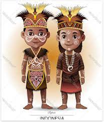 Suku asmat pakaian adat papua kartun. Jatmika Pakaian Adat Tradisional Di Indonesia Traditional Outfits Vector Illustration Islamic Cartoon