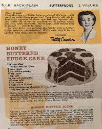 Betty crocker cupcake icing makes decorating cupcakes fun and easy for the . Vintage Honey Buttered Fudge Cake With Icing Betty Crocker Betty Crocker Recipes Frosting Recipes