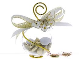 Décoration de table et accessoires. Boule Dragees Papillon Or Vente Contenant Dragees Mariage Originaux Drageeslad