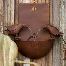 crow bird bath wall water fountain water fountain wall fountain bird fountain