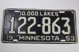 1953 Minnesota License Plate Vintage Mn Tag 122 863 10 000 Lakes Look Vintage License Plates Minnesota License Plate