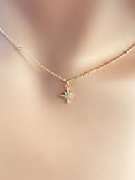 14k gold star necklace, north star necklace, starbust necklace, gold fill necklace, gold star pendant, polaris necklace, celestial necklace. 14k Crystal And Gold Itsy Bitsy Teeny Weeny North Star Etsy North Star Necklace Star Necklace Dainty Diamond Necklace
